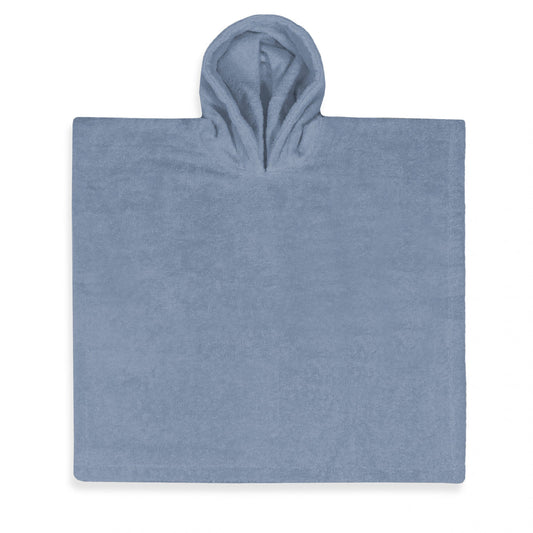 Badponcho voor baby van zachte katoenen badstof in grey blue, ideaal na badderen of zwemmen