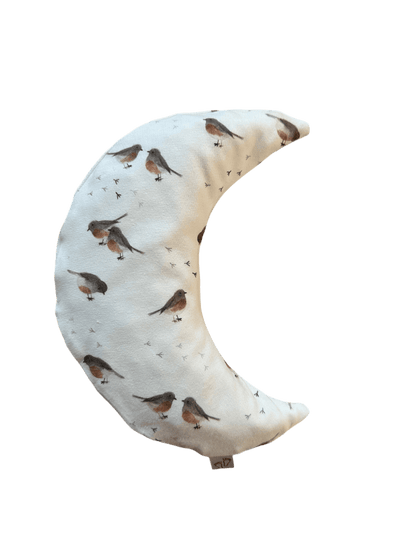Handgemaakt warmtekussen Comfy Luna met roodborstjes print voor baby’s