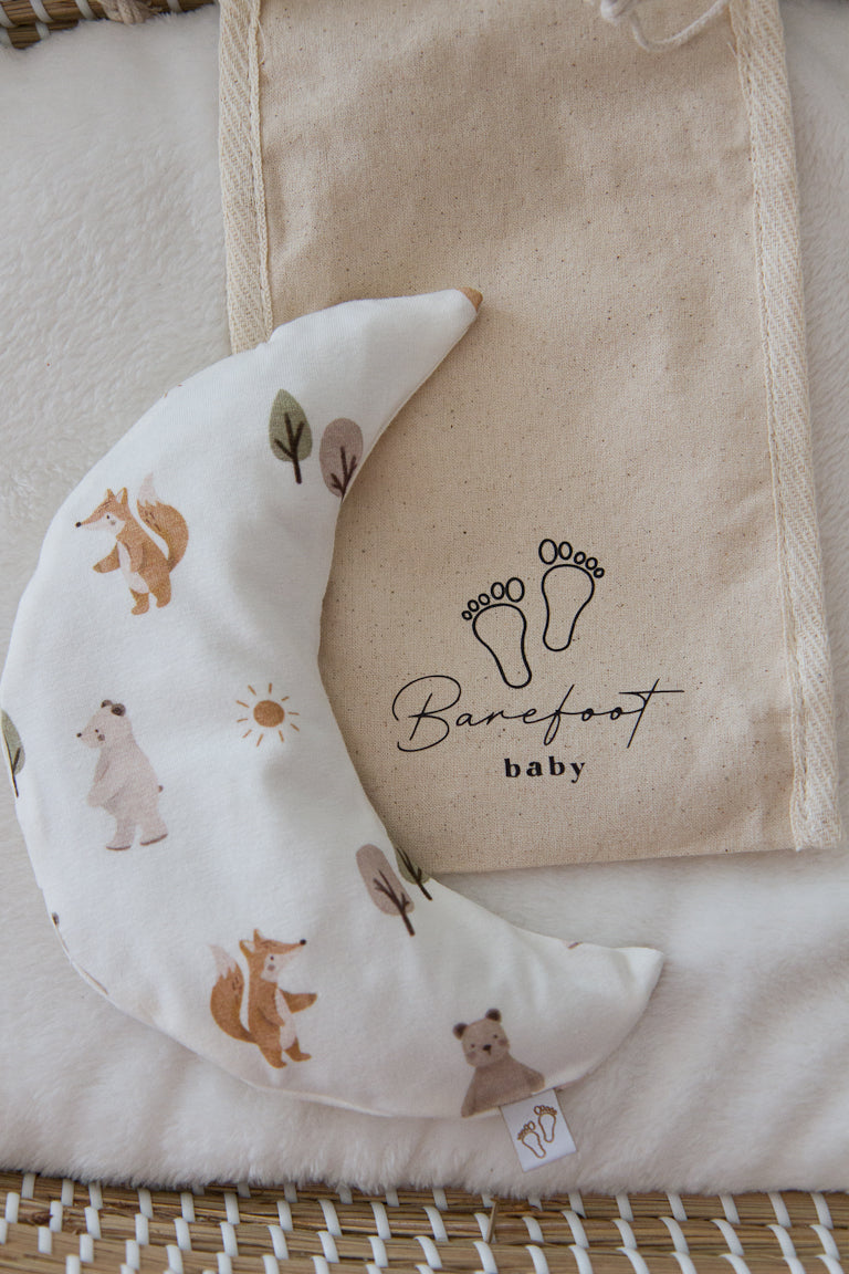 Comfy Luna warmtekussen voor baby’s met forest animals print in natuurtinten