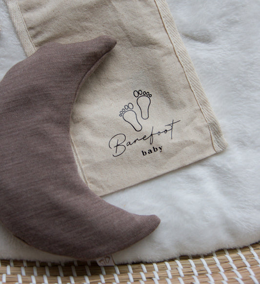 Comfy Luna warmtekussen voor baby’s met merino wol taupe hoes