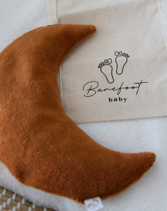 Comfy Luna warmtekussen voor baby’s met soft rib cognac hoes