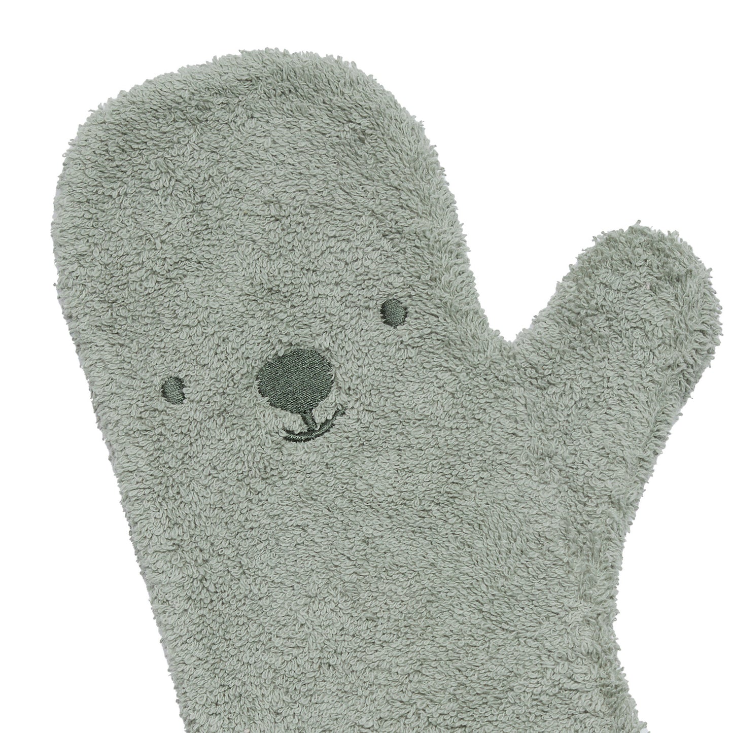 Groene baby shower glove van Nifty met extra grip voor veilig douchen zonder glijden