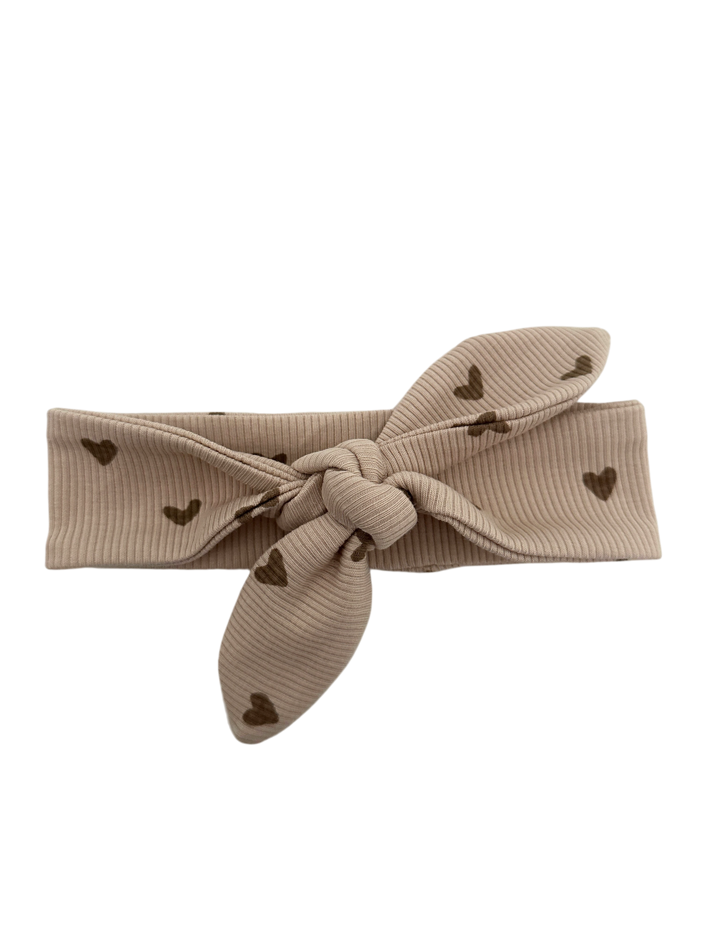 Baby haarbandje – Grote hartjes beige