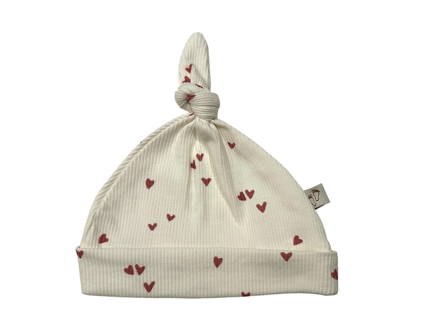 Mutsje baby hartjes klei roze 0-6 maanden Barefoot Baby