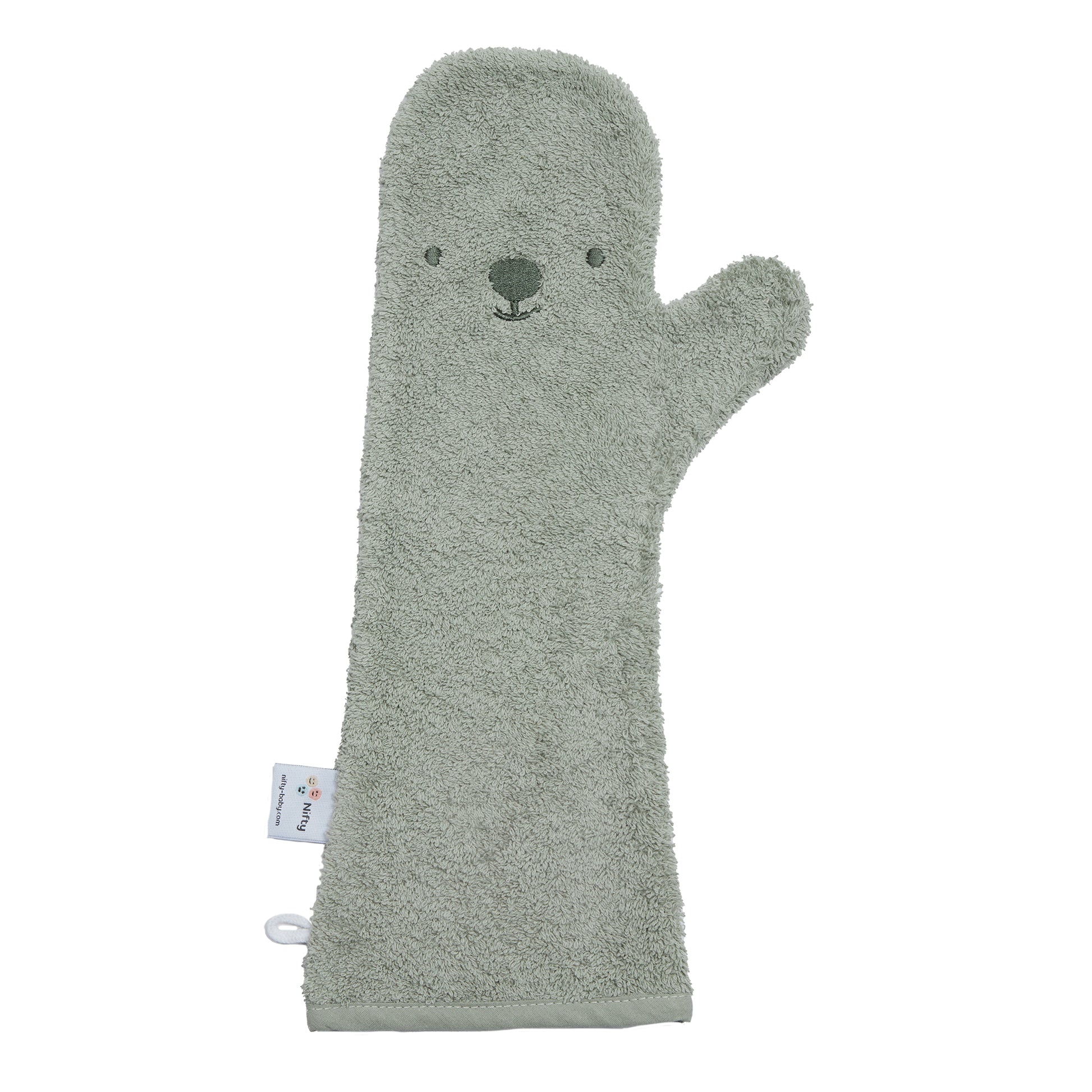 Nifty Baby Shower Glove Olive - groene douchehandschoen voor baby - Barefoot Baby