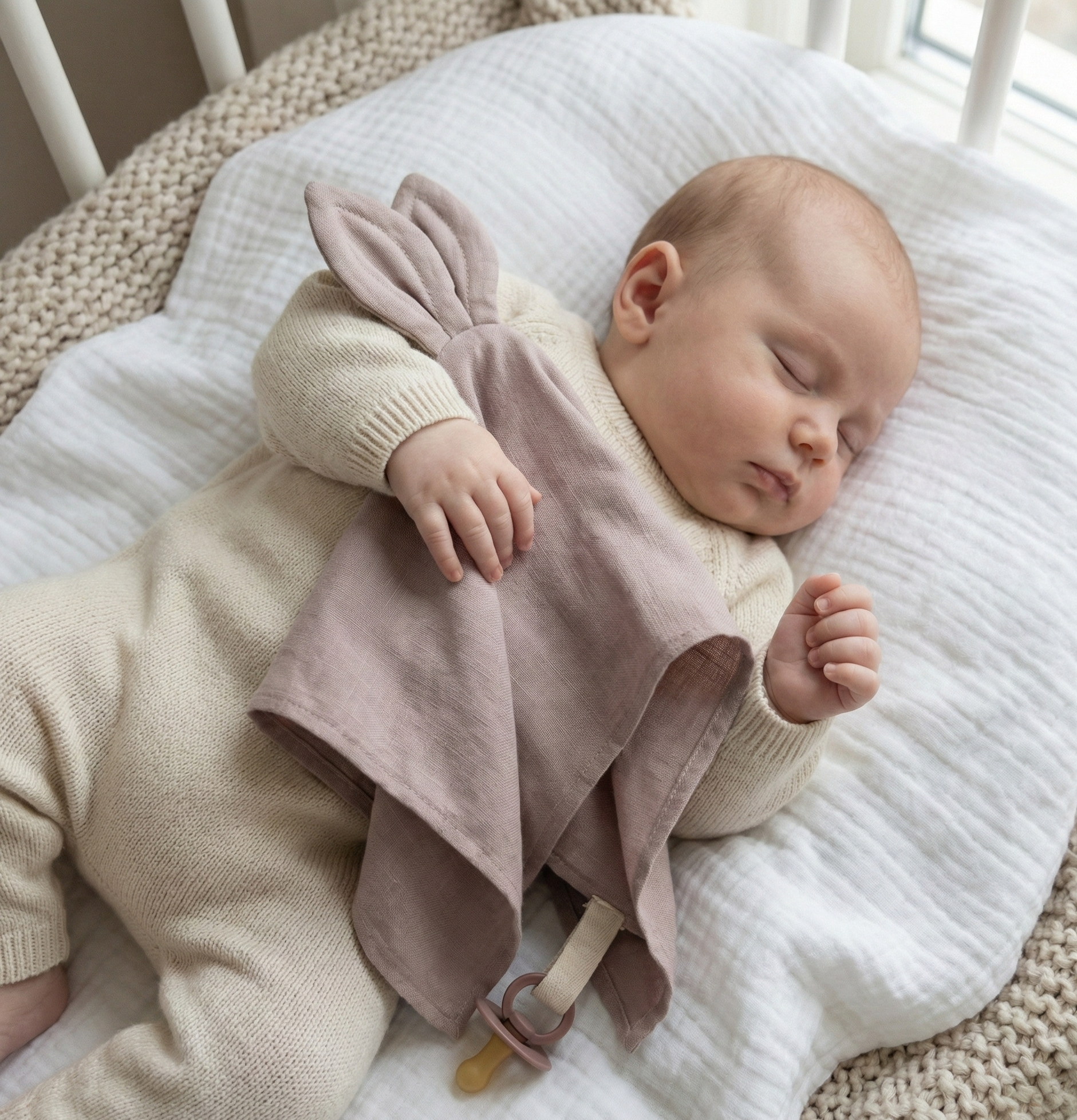 Saga Cuddle Cloth knuffeldoekje in mauve als zachte blikvanger in de babykamer