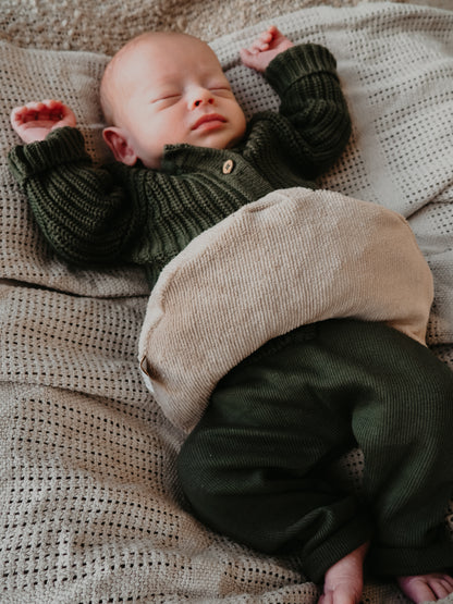 Zacht baby warmtekussen Comfy Luna in lichte beige ribstof
